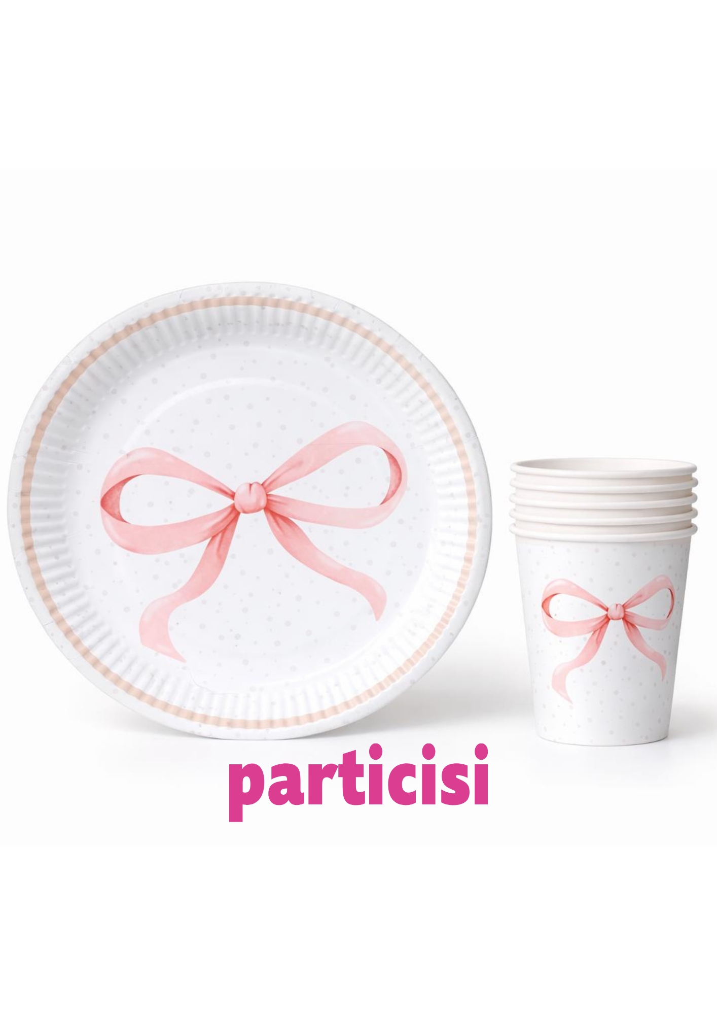 Toptan Pembe Fiyonk Tabak Bardak 8li