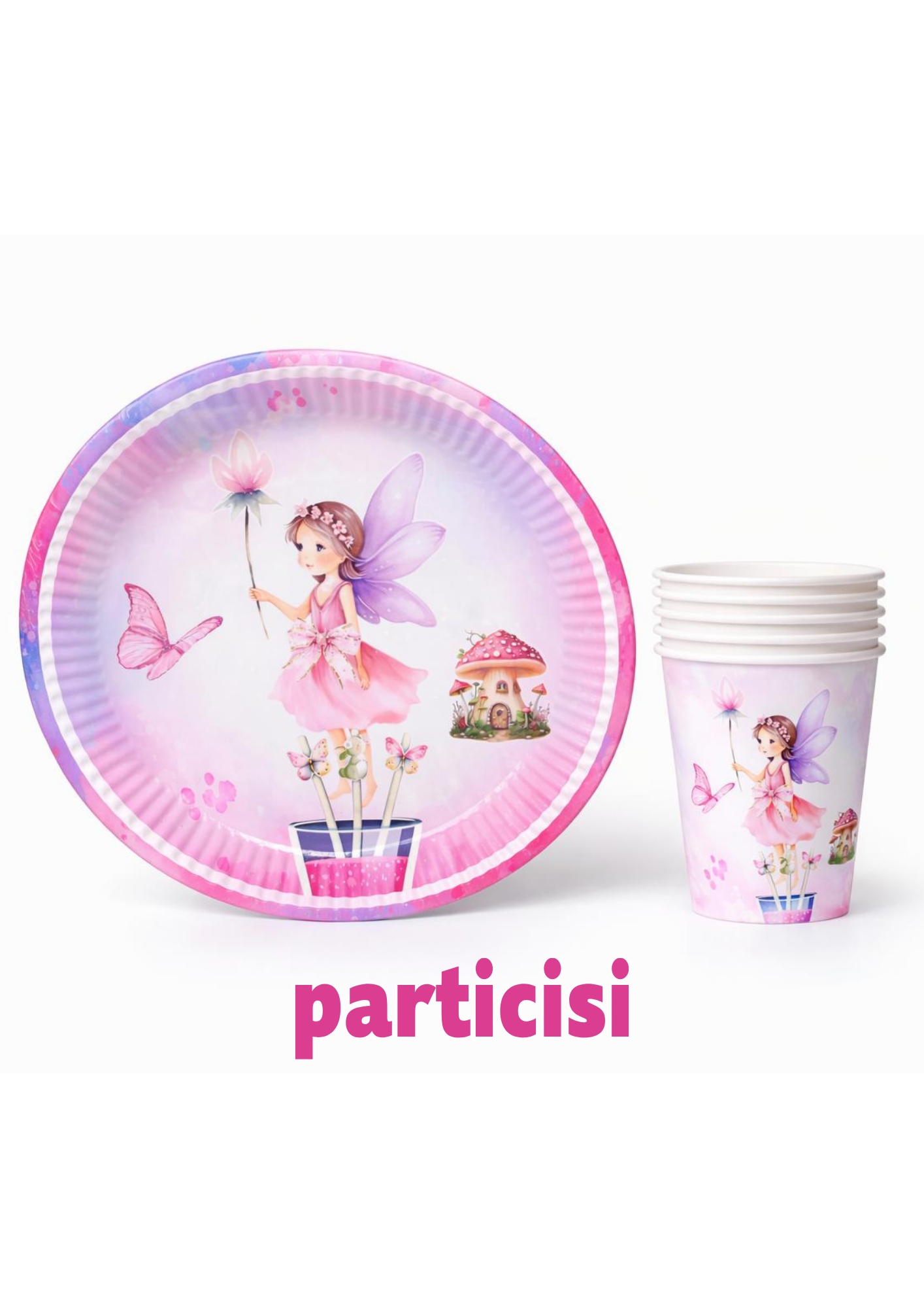 Toptan Peri Kızı Tabak Bardak 8li