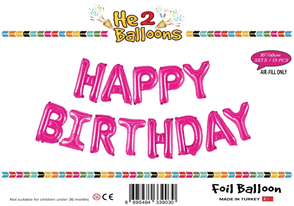 Toptan%2016%20inç%20Happy%20Birthday%20Pembe%20Folyo%20Balon