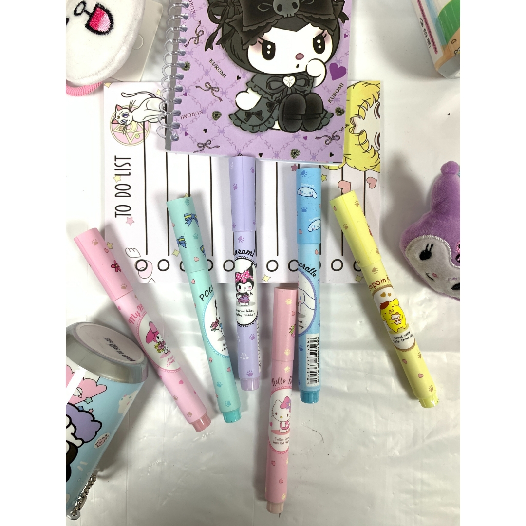 Toptan%20Sanrio%20Kuromi%206lı%20Fosforlu%20Kalem%20Seti
