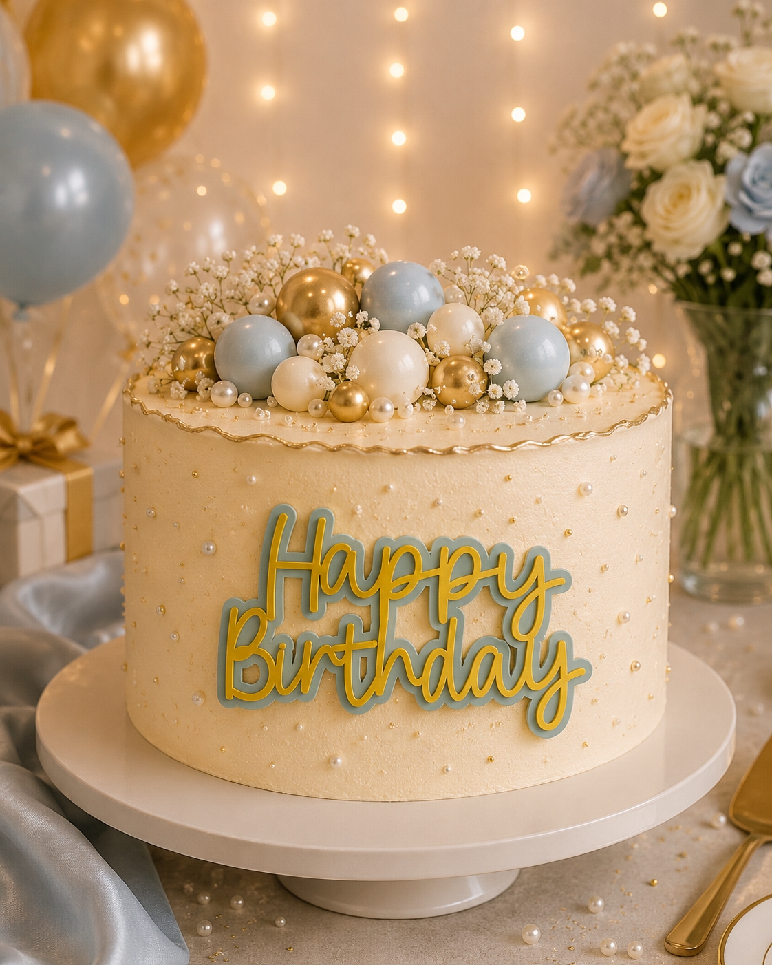 Toptan Pasta Önü Happy Birthday Sarı 7.5x4 cm