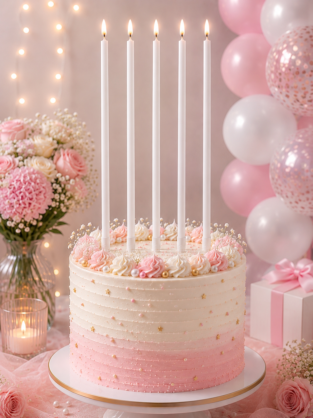Toptan İnce Uzun Mum Metalik 20 cm 7li