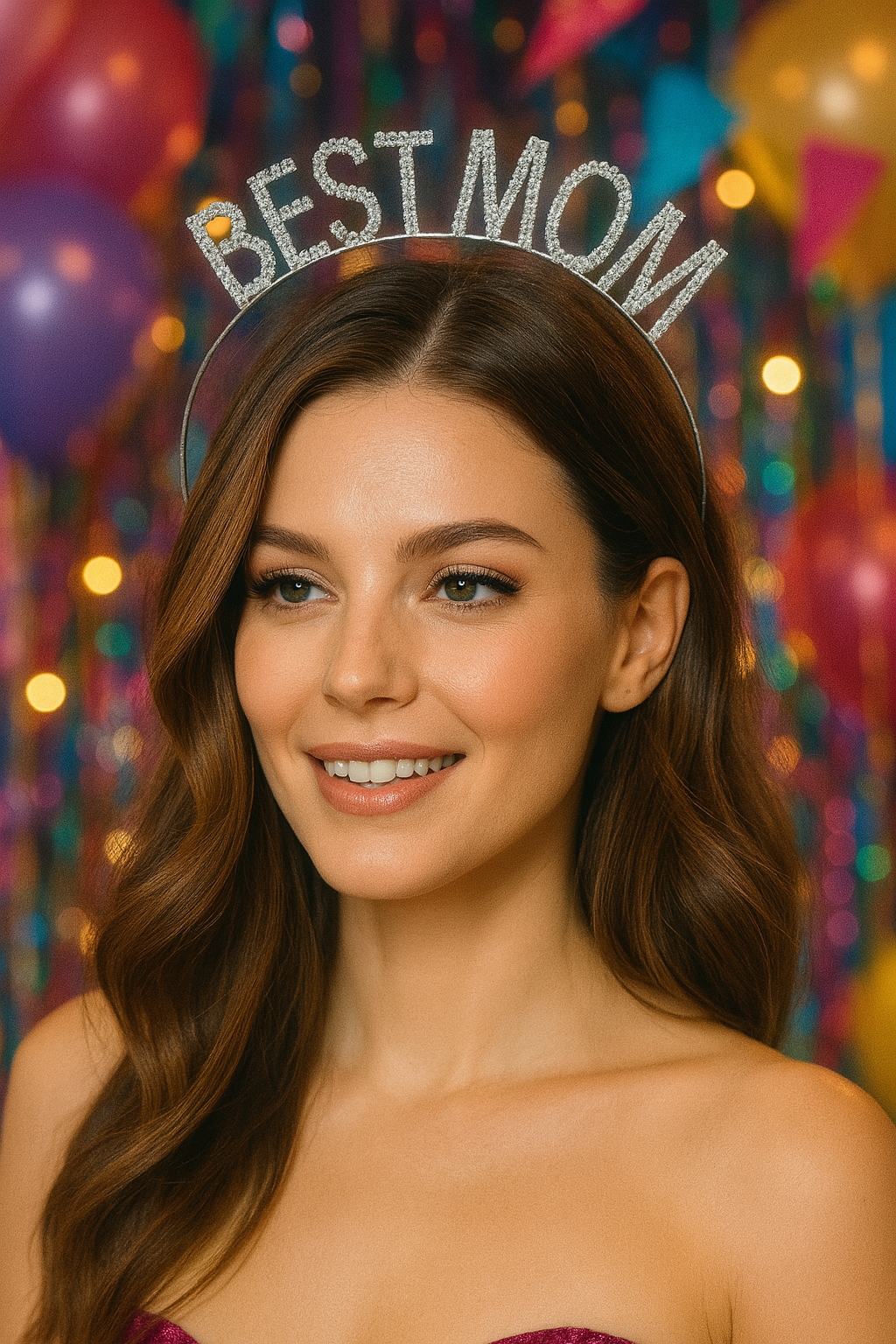 Toptan%20Taşlı%20Taç%20Best%20Mom%20Gümüş