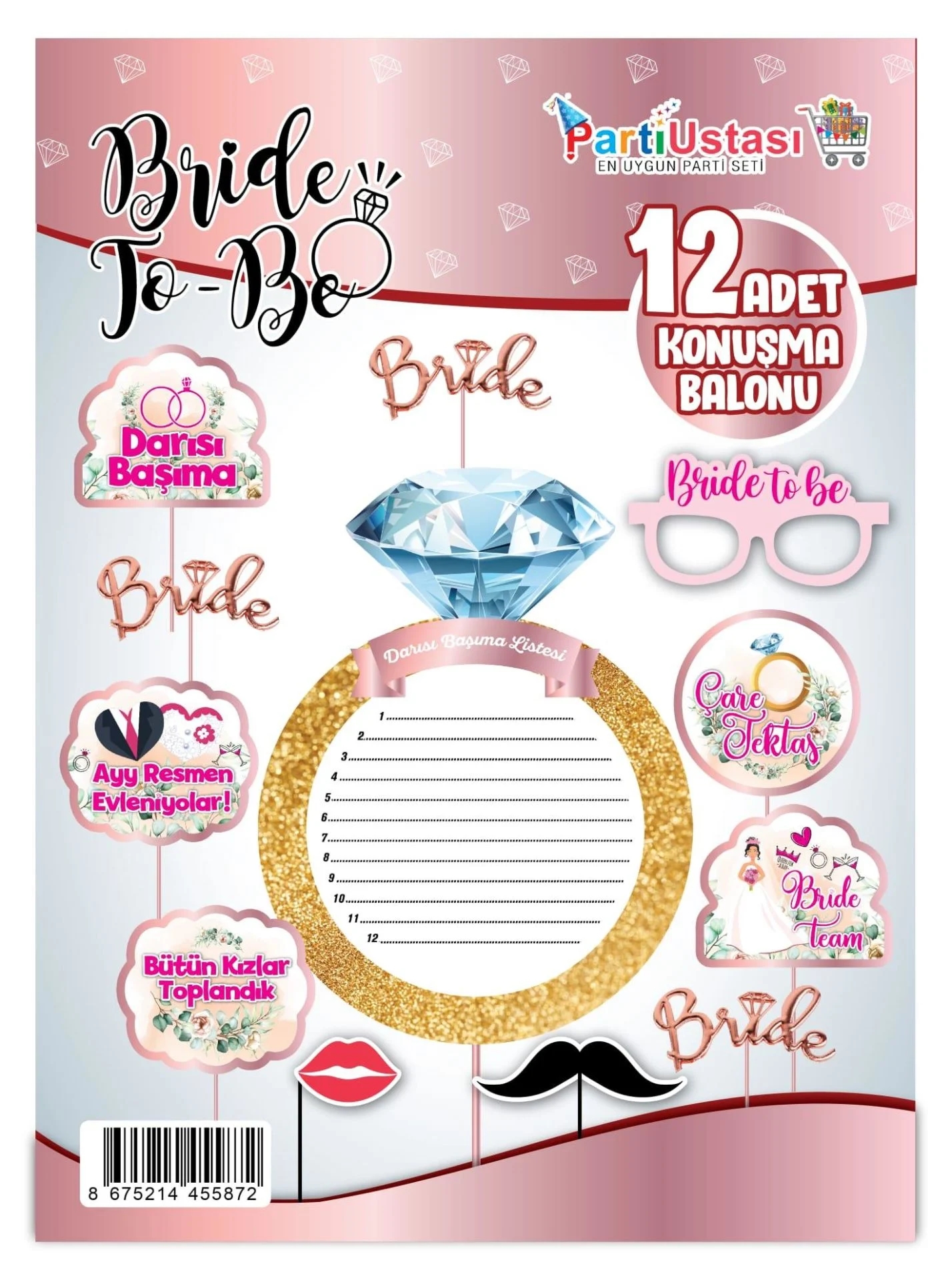 Toptan%20Konuşma%20Balonu%20Bride%20To%20Be%2012%20adet