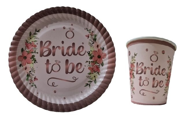 Toptan Bride To Be Temalı Tabak Bardak Seti 8li