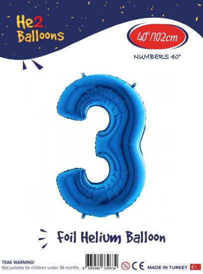 Toptan Rakam Folyo Balon 40 İnç Mavi-3