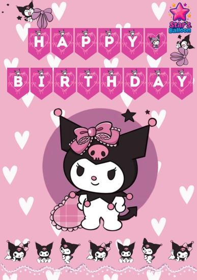 Toptan Kuromi Happy Birthday Banner