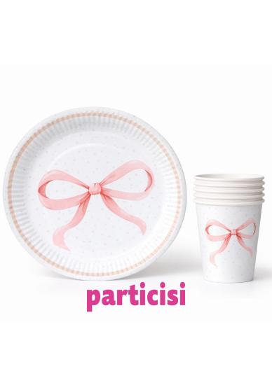 Toptan Pembe Fiyonk Tabak Bardak 8li