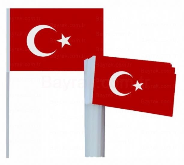 Toptan Sopalı Türk Bayrağı Küçük Boy 80li