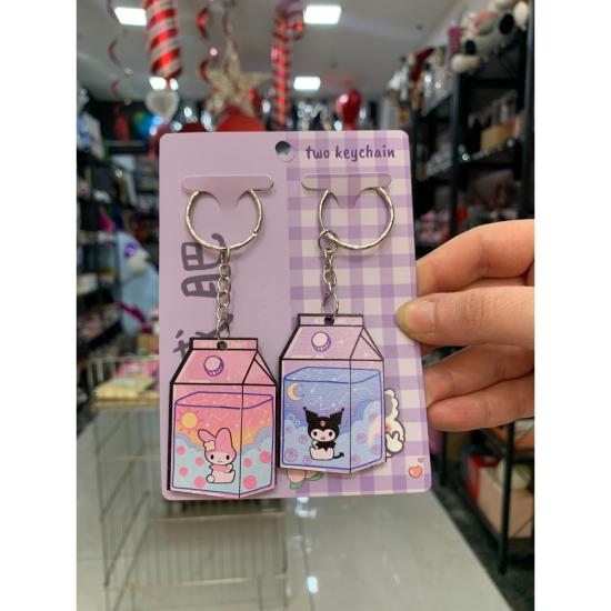 Toptan Kawaii Milk Box Kuromi Anahtarlık 2li