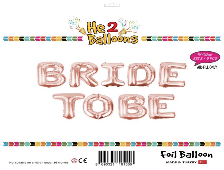 Toptan 16 inç Bride To Be Rosegold Folyo Balon