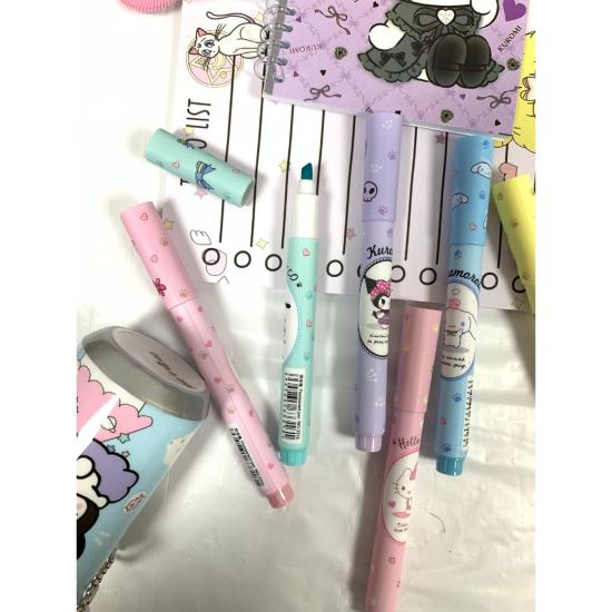 Toptan Sanrio Kuromi 6lı Fosforlu Kalem Seti