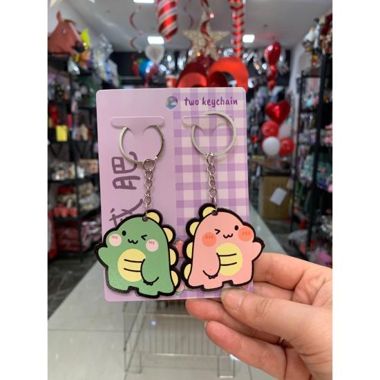 Toptan Kawaii Dino Aşk Anahtarlık 2li