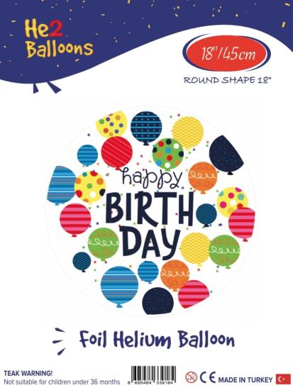Toptan 18 inç Happy Birthday Baskılı Folyo Balon