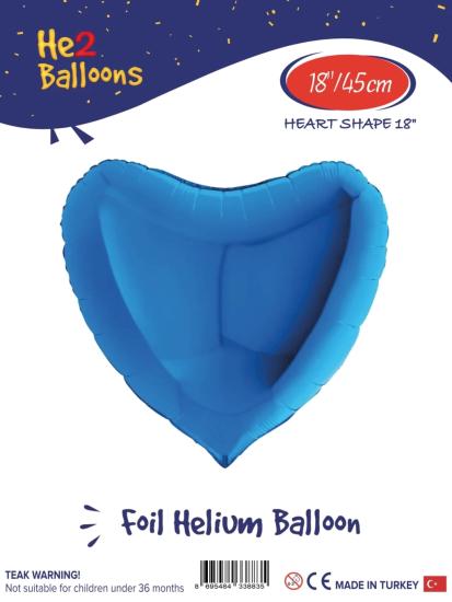 Toptan 18 inç Mavi Kalp Folyo Balon