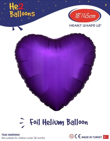 Toptan 18 inç Mor Kalp Folyo Balon