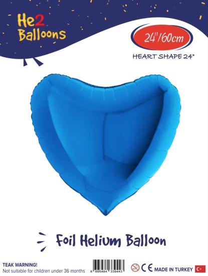 Toptan 24 inç Mavi Kalp Folyo Balon