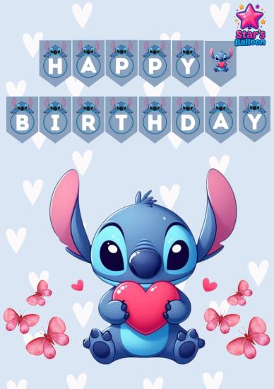 Toptan Stitch Happy Birthday Banner