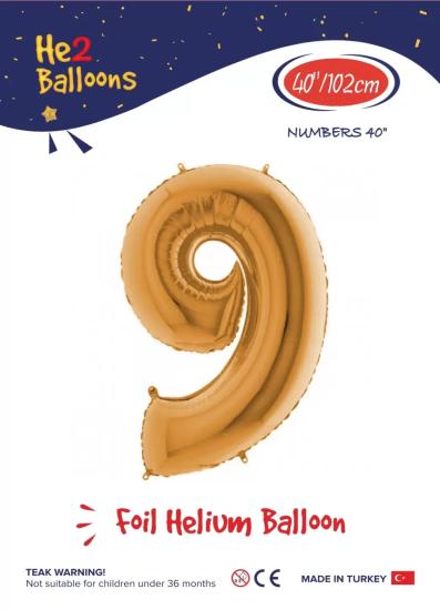 Toptan Rakam Folyo Balon 40 İnç Gold-9