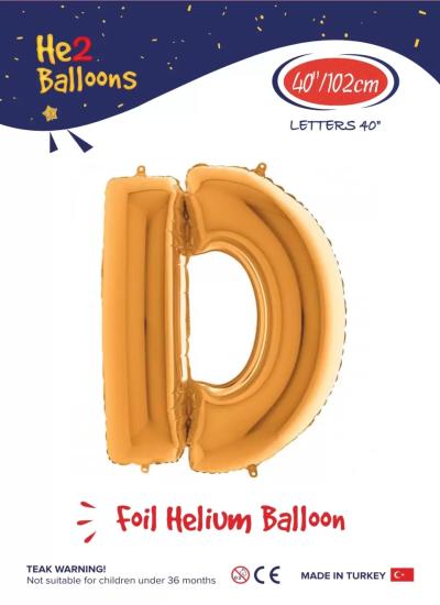 Toptan Harf Folyo Balon 40 İnç Gold-D