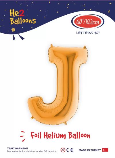 Toptan Harf Folyo Balon 40 İnç Gold-J