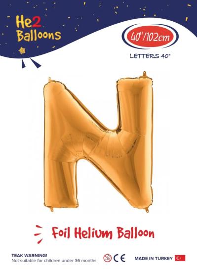 Toptan Harf Folyo Balon 40 İnç Gold-N