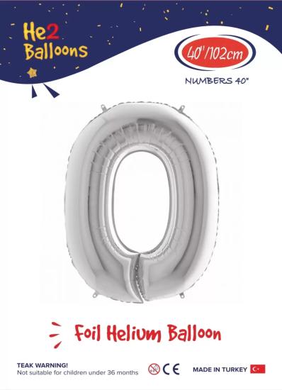 Toptan Rakam Folyo Balon 40 İnç Gümüş-0