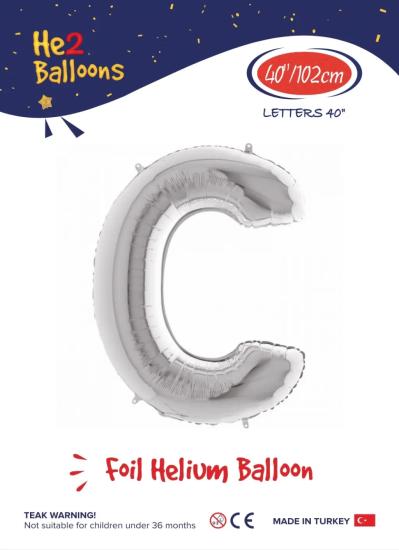 Toptan Harf Folyo Balon 40 İnç Gümüş-C