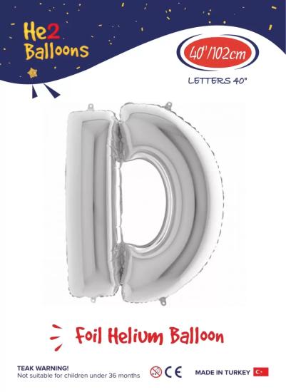 Toptan Harf Folyo Balon 40 İnç Gümüş-D