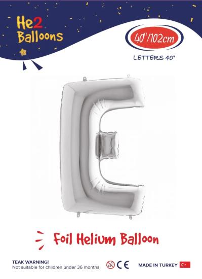 Toptan Harf Folyo Balon 40 İnç Gümüş-E