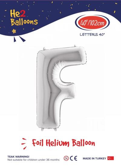 Toptan Harf Folyo Balon 40 İnç Gümüş-F