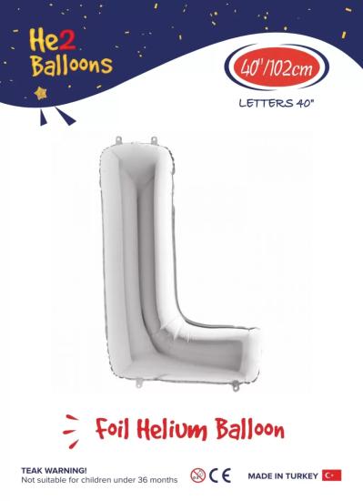 Toptan Harf Folyo Balon 40 İnç Gümüş-L
