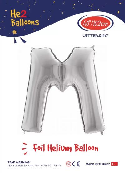 Toptan Harf Folyo Balon 40 İnç Gümüş-M