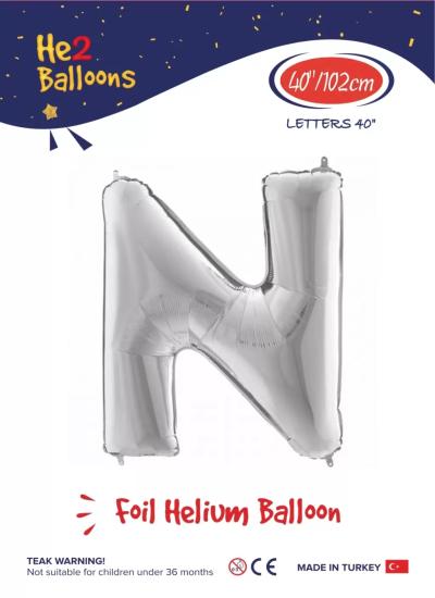 Toptan Harf Folyo Balon 40 İnç Gümüş-N