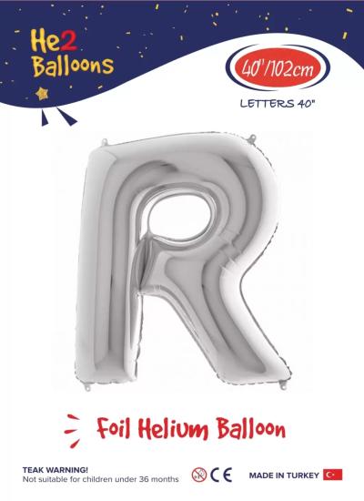 Toptan Harf Folyo Balon 40 İnç Gümüş-R