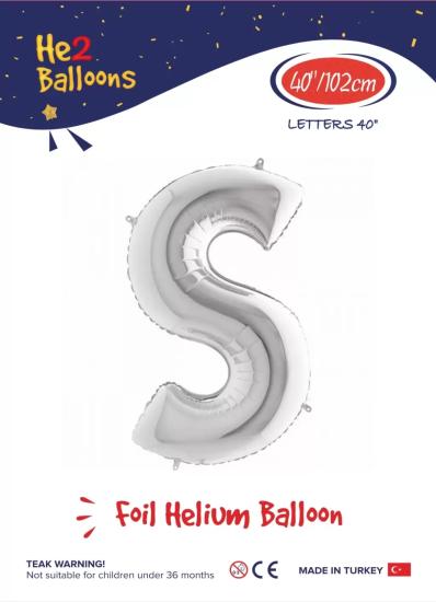 Toptan Harf Folyo Balon 40 İnç Gümüş-S