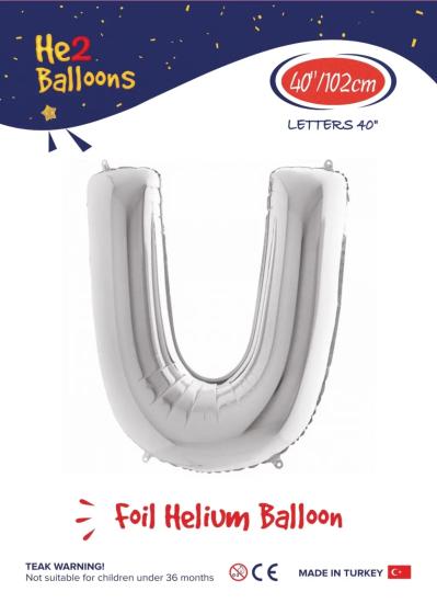 Toptan Harf Folyo Balon 40 İnç Gümüş-U