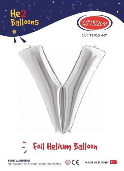 Toptan Harf Folyo Balon 40 İnç Gümüş-V