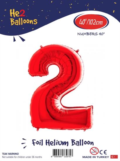 Toptan Rakam Folyo Balon 40 İnç Kırmızı-2