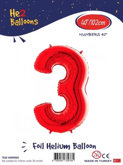 Toptan Rakam Folyo Balon 40 İnç Kırmızı-3