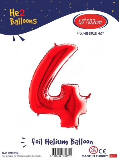 Toptan Rakam Folyo Balon 40 İnç Kırmızı-4