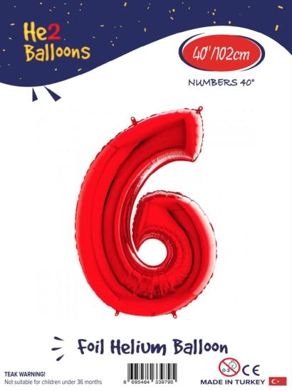 Toptan Rakam Folyo Balon 40 İnç Kırmızı-6