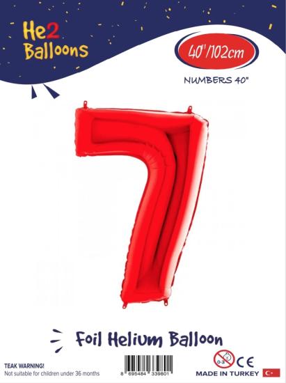 Toptan Rakam Folyo Balon 40 İnç Kırmızı-7