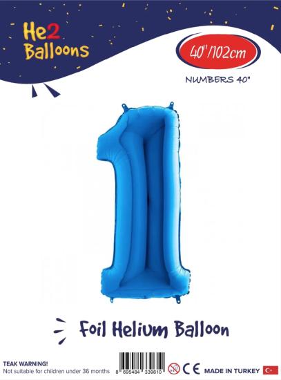 Toptan Rakam Folyo Balon 40 İnç Mavi-1