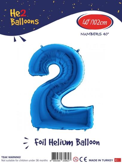 Toptan Rakam Folyo Balon 40 İnç Mavi-2