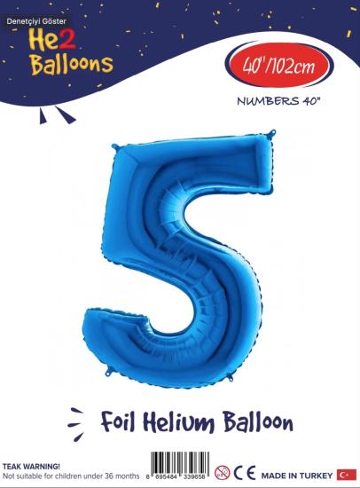Toptan Rakam Folyo Balon 40 İnç Mavi-5