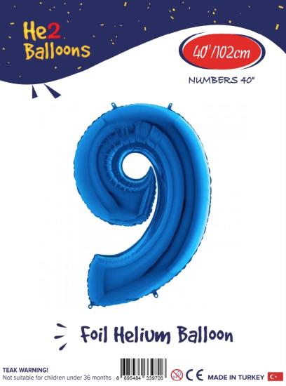 Toptan Rakam Folyo Balon 40 İnç Mavi-9