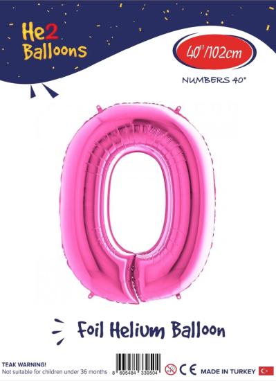 Toptan Rakam Folyo Balon 40 İnç Pembe-0