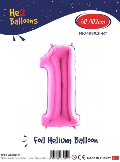 Toptan Rakam Folyo Balon 40 İnç Pembe-1