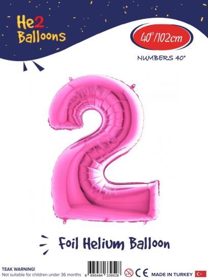 Toptan Rakam Folyo Balon 40 İnç Pembe-2